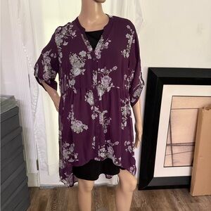 Torrid Purple Asymmetrical Tunic with Mandarin Collar